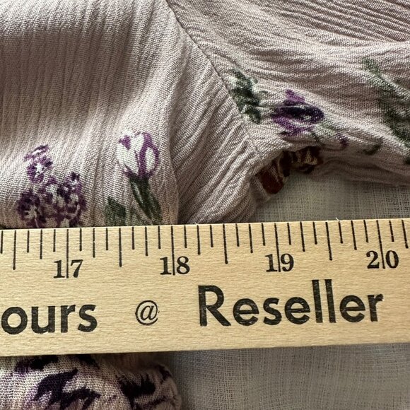 Torrid Floral Bell Sleeve Blouse Size 1 Lavender & Purple Babydoll Peasant Boho - Picture 7 of 8